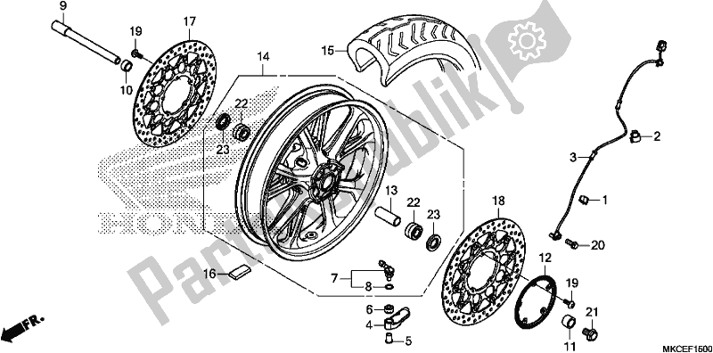 Front wheel spare parts for Front wheel GL 1800 Goldwing Tour